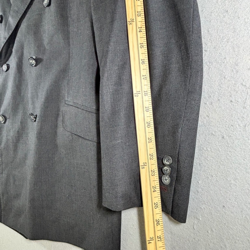 Peter Millar Mens Double Breasted Blazer Charcoal Gray Wool Peak Lapel Jacket - Picture 15 of 16